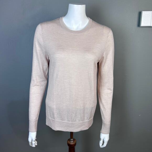 Jenni Kayne sweater Medium crew neck Merino wool heathered light‎ blush pink - Picture 2 of 13